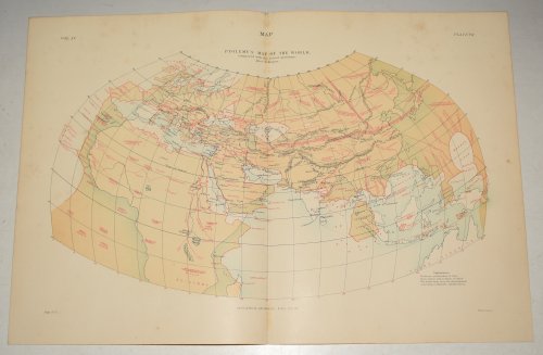 ORIGINAL ENGRAVED Map ptolemy's map of the World, compared with the actual positions after H. Kiepert Original antique Coloured map of IRELAND from the Encyclopaedia Britannica - 9th Edition, Volume XV Plate VII