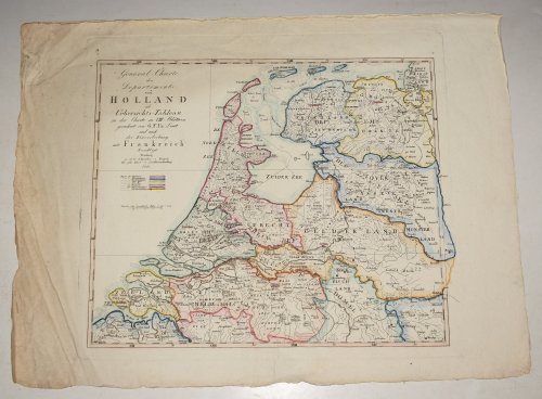 Original Engraved Antique Map of General Charte der Departments Von Holland als Uebersichts Tableau zu der Charte VIII Blattern gezeichnet von G.F.Uz Lieut und nach der Einverleibung mit Frankreich General Charte of the Departments of Holland as an overview tableau for Charte VIII Blattern