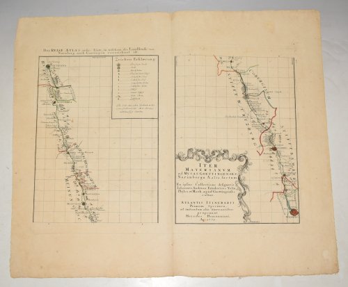 Des Reise Atlas erstes blatt, in welchem die Landstrasse von Nurnberg nach Goettingen verzeichnet ist, & Iter Mayerianum ad musas Goettingenses Der Reise Atlas erstes Volatt. Landstrasse von Nurnberg nach Goettingen. The first sheet of the travel atlas, in which the road from Nurnberg to Goettin