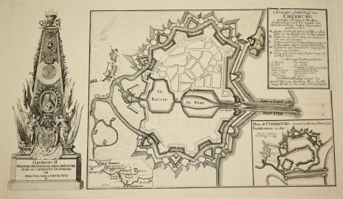 Original Engraved Antique Map of The Plan of Cherbourg-Octeville France fortified Military city plan