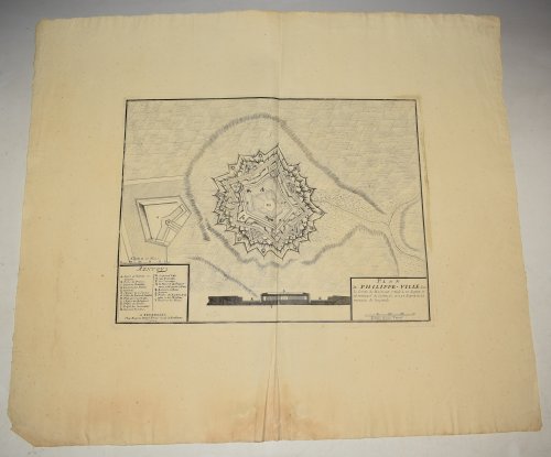 Original Engraved Antique Plan De Philippe-Ville, Philippeville, Belgium