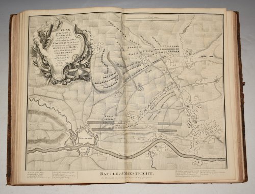 Original Copper Engraved Plan of the Battle of Maestricht. Plan of the Camp of the Army of the Allies, commanded by Mons.r D'Auverquerque, and the manner in which it was drawn in Battle, when the Army of the Two Crowns advanced to Attack It May 14th, 1703.