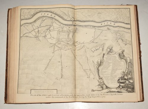 Original Copper Engraved Plan of the town and castle of Lerida, with the Approaches made before it by the French & Spanish Armies under the Command of the D. of Orleans during the Siege began Oct 2, 1707.