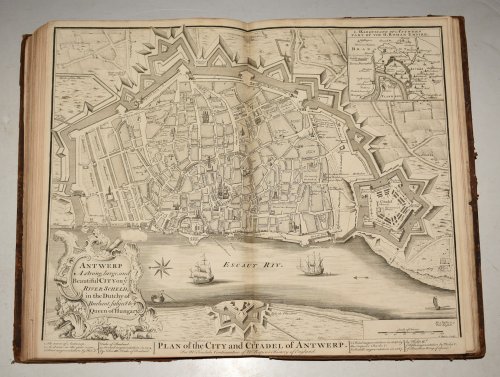 Original Copper Engraved Plan of Antwerp, A strong, large, and Beautiful City on ye River Scheld, in the Dutchy of Brabant, subject to ye Queen of Hungary. Plan of the City and Citadel of Antwerp