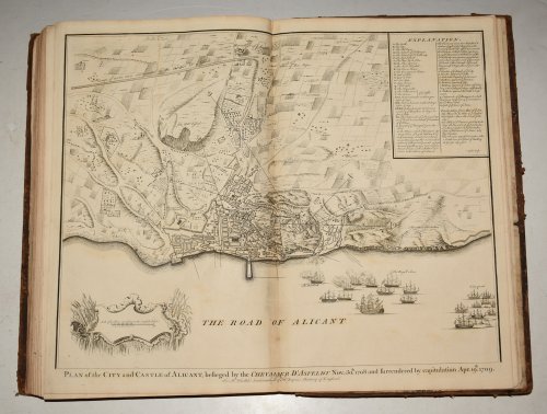 Original Copper Engraved Plan of the City and Castle of Alicant, besieged by the Chevalier D'Asfeldt Nov. 30th. 1708 and surrendered by capitulation Apr. 19th. 1709.