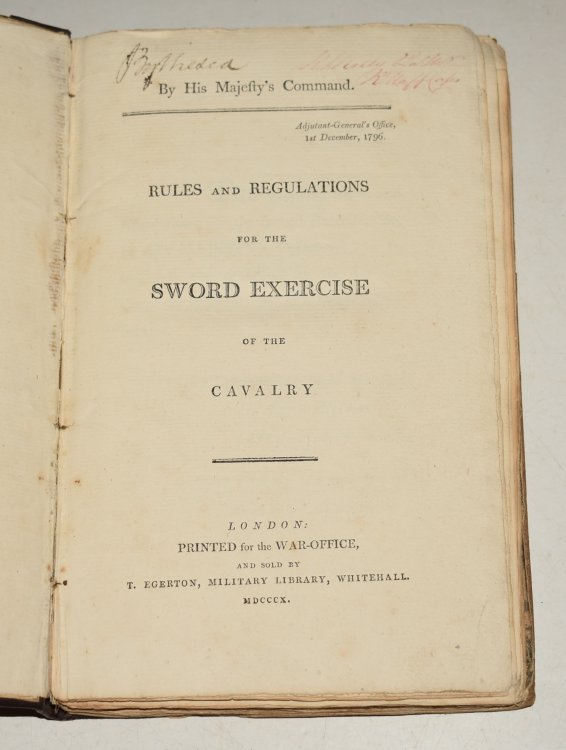 Rules And Regulations For The Sword Exercise Of The Cavalry. By His Majesty’s Command.