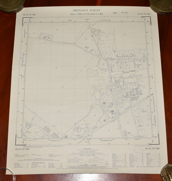 Ordnance Survey MAP Sheet SY 7688 DORSET Scale 1:12500 inches to 1 mile. Shows areas of WOODSFORD HEATH.