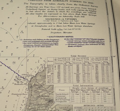 Original Map of North Channel Sanda Island to Mull of Galloway. Sea Nautical Chart. Scale 1:75000 inches to 1 mile. Shows areas of The North Channel. Sheet 2198