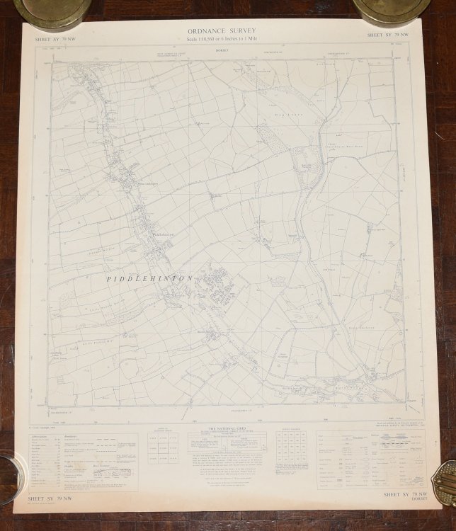 Ordnance Survey MAP Sheet SY 79 NW DORSET Scale 1:10560 inches to 1 mile. Shows areas of PIDDLEHINTON.