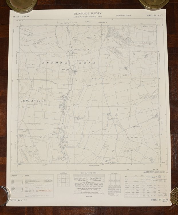 Ordnance Survey MAP Sheet SY 69 NE DORSET Scale 1:10560 inches to 1 mile. Shows areas of Godmanston, Nether Cerne.