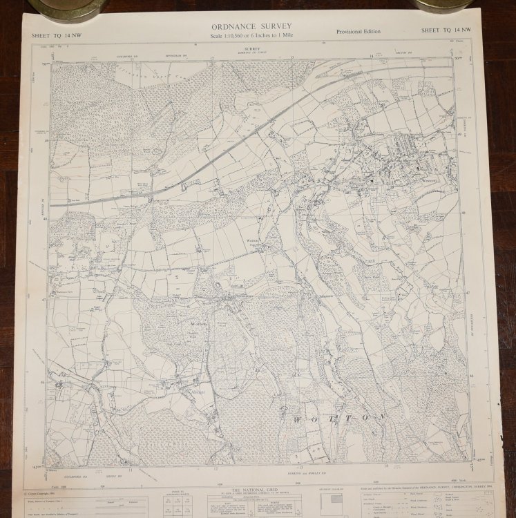 Ordnance Survey MAP Sheet TQ 14 NW SURREY Dorking Co Const Scale 1:10560 inches to 1 mile. Shows areas of WOTTON, WESTCOTT.