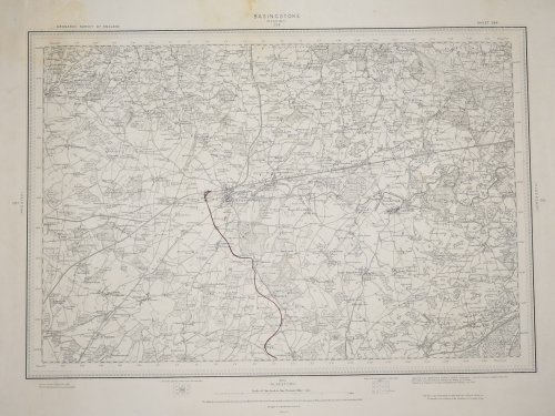 Ordnance Survey MAP Sheet 284 BASINGSTOKE. Scale 1 inch to 1 mile. Shows areas of BASINGSTOKE, ODHAM.