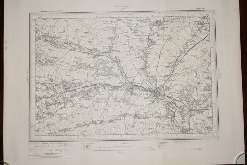 Ordnance Survey MAP Sheet 298 SALISBURY. Scale 1 inch to 1 mile. Shows areas of SALISBURY, AMESBURY, STEEPLE LANGFORD.