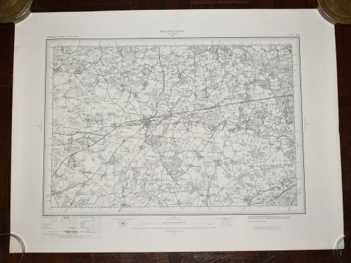 Ordnance Survey MAP Sheet 284 BASINGSTOKE. Scale 1 inch to 1 mile. Shows areas of BASINGSTOKE, ODHAM.