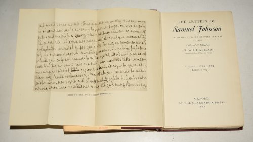 The Letters Of Samuel Johnson. With Mrs Thrale’s Genuine Letters to Him. Collected and edited by R.W.Chapman. Vol I 1719-1774, Letters 1-369. Vol II 1775-1782, Letters 370-821.1. Vol III1783-1784, Letters 821.2-1174.