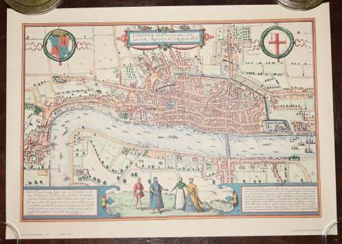 [London] Londinum Feracissimi Angliae Regni Metropolis 1572 Vintage 1960's reproduction map