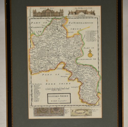 Original Engraved Map of Oxfordshire OXFORD. Showing Divisions and Hundreds.