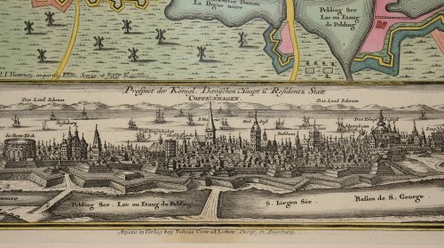LARGE Antique View of Copenhagen the Royal Danish capital and resident city. Coppenhagen die Königl. Dänische Hauptstadt und Residentz Stadt, in Grund Riss.