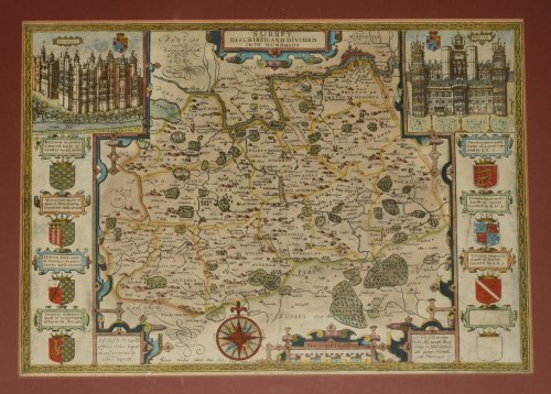 Original Map of Surrey described and divided into hundreds.