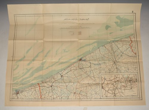 OTTOMAN Map of Belgium Coast. A rare and intriguing contemporary map printed in Ottoman script.