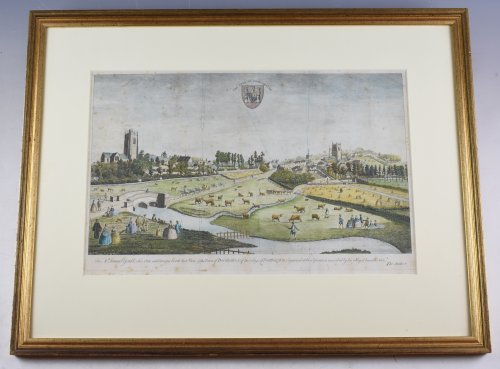Original Hand-Coloured Engraved View of Dorchester, Fordington, Dorset. “A Noth East View of the Town of Dorchester, and of the village of Forthington.”