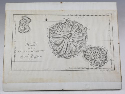 Antique Map TAHITI. - Karte. "Kaart van het Eiland Otahiti". Originates from 'Reizen Rondom de Waereld door James Cook.