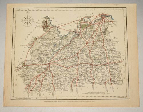 ORIGINAL ENGRAVED ANTIQUE MAP OF SURREY