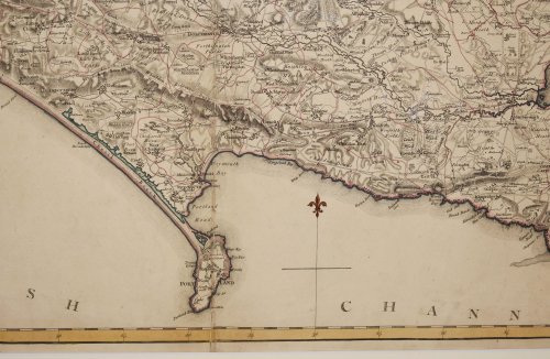 Original Engraved Antique Map of Dorsetshire. DORSET The County of Dorset Surveyed by Isaac Taylor Reduced from the large Map in Six Sheets and Planned by a Scale of two Statute Miles to one Inch.
