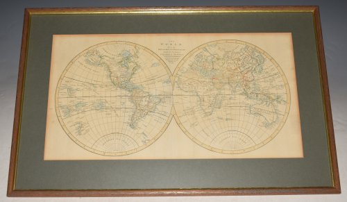 World Map. THE WORLD FROM THE DISCOVERIES & OBSERVATIONS MADE IN THE LATEST VOYAGES & TRAVELS. Double hemisphere map