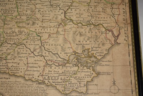 Original Engraved Antique Map of Dorsetshire. DORSET An Accurate Map of Dorsetshire, Divided into its Hundreds. Drawn from the best Authorities, assisted by the most approved Maps and Charts with various Improvements illustrated with Historical Extracts relative to its Natural Produce, Manufactures,