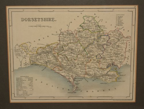 Original Engraved Antique Map of Dorsetshire. Dorset Engraved for Dugdale’s England and Wales Delineated. Drawn and engraved by J. Archer.