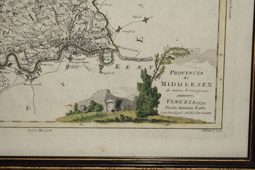 Antique map: "Provincia di Middlesex. Di Nuova Projezione." - Middlesex County England London