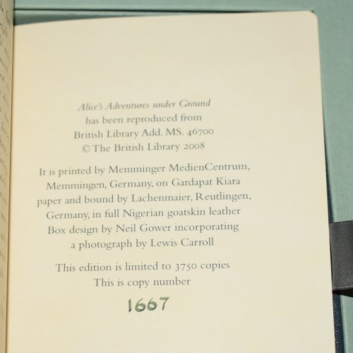 Alice's Adventures Under Ground (The Original Alice) Limited Numbered Facsimile Edition