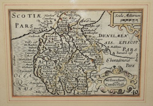 “Miniature” Westmorland & Cumberland MAP Original Antique Engraved Hand Coloured Miniature Map.