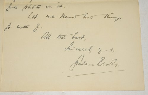 ORIGINAL Signed Letter from Lieutenant-Colonel Graham Brooks Letter addressed to Peter, Graham Brooks informs Peter on how some of the guys in the &ldquo;OLD REGIMENT&rdquo; are getting on and mentioning some of their horrific injuries and talking about his just released book &lsquo;Grand Party&lsqu