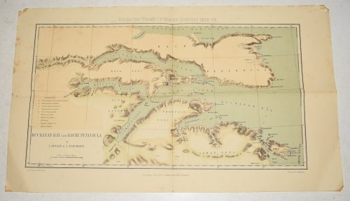 ORIGINAL Map of Buchanan Bay and Bache Peninsula. Round the “FRAM” 1st Winter Quarters 1898-1899