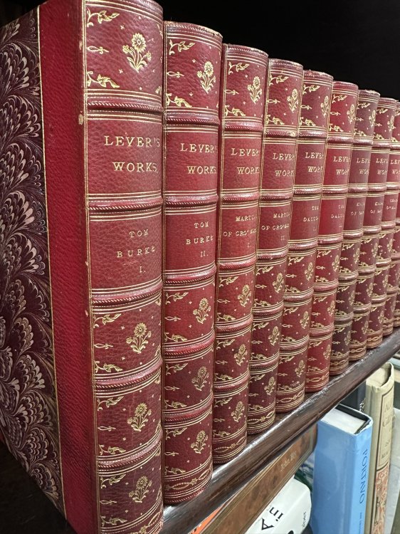 26 Novels bound into 34 Volumes, Collection of Works of Charles Lever in Fine Leather Bindings With Illustrations by ‘Phiz’.