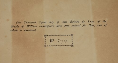 The Works Of William Shakespeare. Edited By Howard Staunton. With Illustrations by Sir John Gilbert. Deluxe Limited Edition