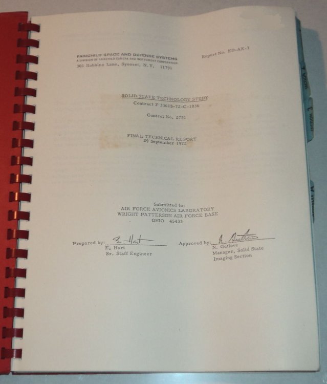 SOLID STATE TECHNOLOGY STUDY. Contract F 33615-72-C-1036. Control No. 2731. Final Technical Report 29 September 1972. Submitted to: Air Force Avionics Laboratory / Wright Patterson Air Force Base / Ohio 45433.