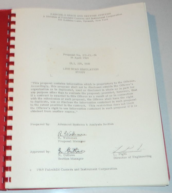 LINE SCAN SIMULATION STUDY. Proposal No. ED-CL-36 / 1 6 April 1969 / (S.I. 225, 044).