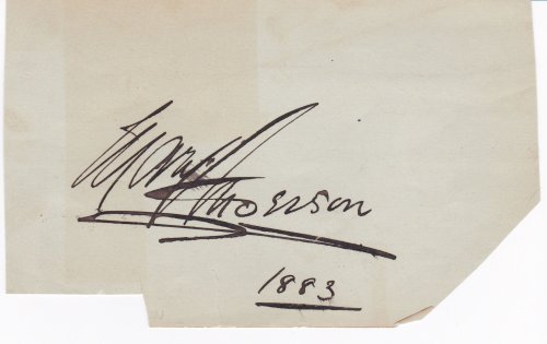 SIGNATURE ON A PIECE OF CARD OF AMERICAN STAGE ACTRESS MARY ANDERSON.