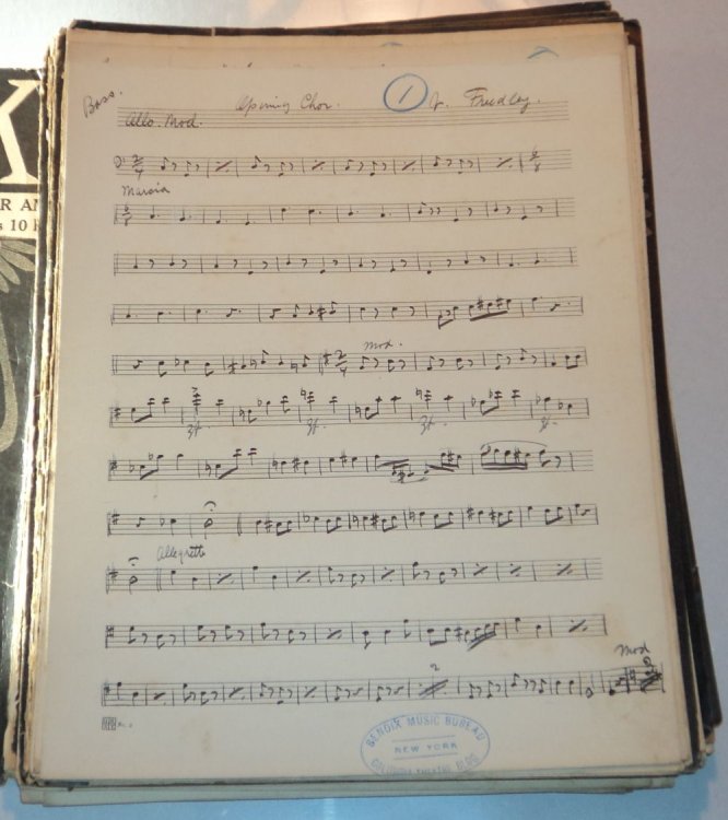 ORIGINAL PRINTED MUSIC for various orchestral parts for HARVARD'S HASTY PUDDING CLUB'S Performance of 