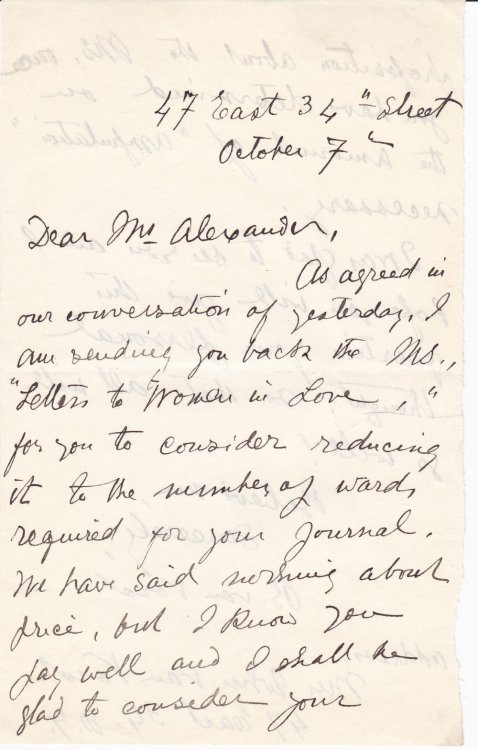 AUTOGRAPH LETTER TO A MAGAZINE EDITOR ABOUT HER NONFICTION WORK 