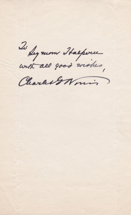 SHEET OF NOTE PAPER INSCRIBED AND SIGNED BY AMERICAN NOVELIST CHARLES G. NORRIS.