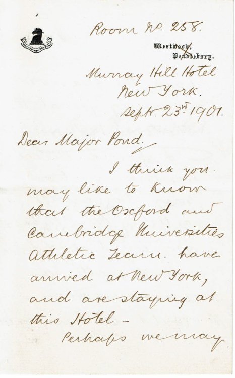 AUTOGRAPH LETTER TO MAJOR POND OF THE POND LECTURE BUREAU SIGNED BY BRITISH CONSERVATIVE MEMBER OF PARLIAMENT LEES KNOWLES, 1ST BARONET.