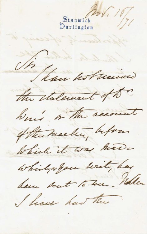 AUTOGRAPH LETTER SIGNED BY ALGERNON PERCY, 6TH DUKE OF NORTHUMBERLAND, LORD PRIVY SEAL UNDER THE EARL OF BEACONSFIELD.