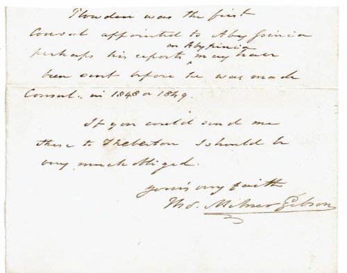 Image for SIGNATURE OF BRITISH LIBERAL POLITICIAN THOMAS MILNER GIBSON ON THE LATTER HALF OF A LETTER. SIGNATURE OF BRITISH LIBERAL POLITICIAN THOMAS MILNER GIBSON ON THE LATTER HALF OF A LETTER.