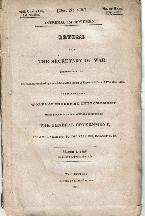 INTERNAL IMPROVEMENT. LETTER FROM THE SECRETARY OF WAR, Transmitting the Information required by a resolution of the House of Representatives of 19th Dec. 1826, in relation to the works of internal improvement which have been undertaken or projected by the general government from the year 1824 to th