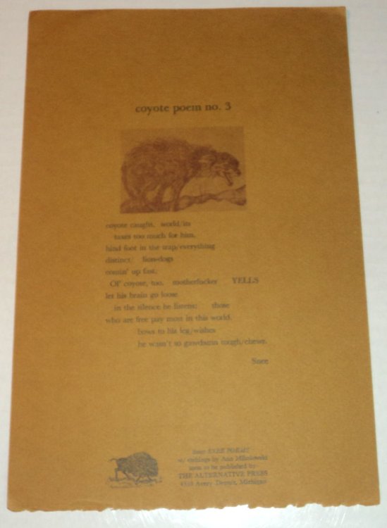 COYOTE POEM NO. 3. [An Original Illustrated Poetry Broadside].