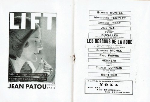 LES DESSOUS DE LA ROBE: Piece en 3 actes et 4 tableaux de Pierre Veber et Alex Madis. (Creation le 20 decembre 1930). Theatre de Palais-Royal. (Souvenir program).